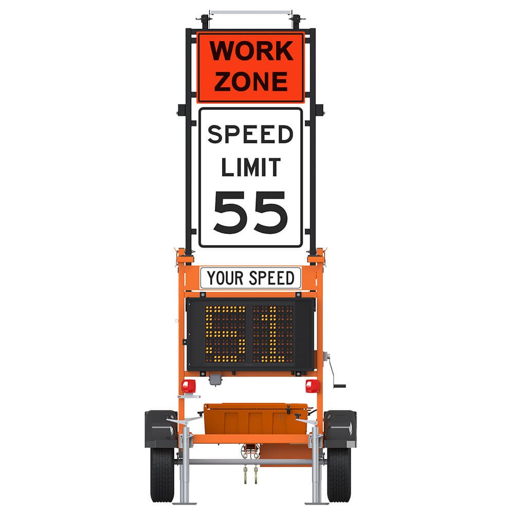 Trailer-Mounted Foldable Down Speed Feedback Sign