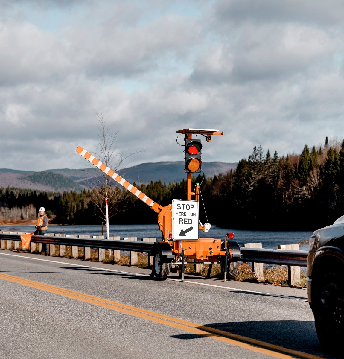 Automated flaggers on a work zone